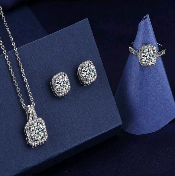 Stainless Steel &  Clear Rhinestone 3pc Jewelery Set (OS) - Picture 4 of 4